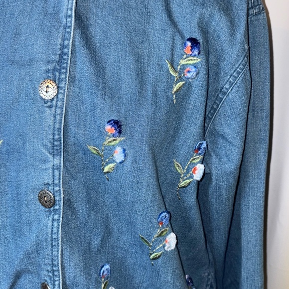 Vintage Cottage Core Embroidered Denim Jacket Large - Picture 13 of 16